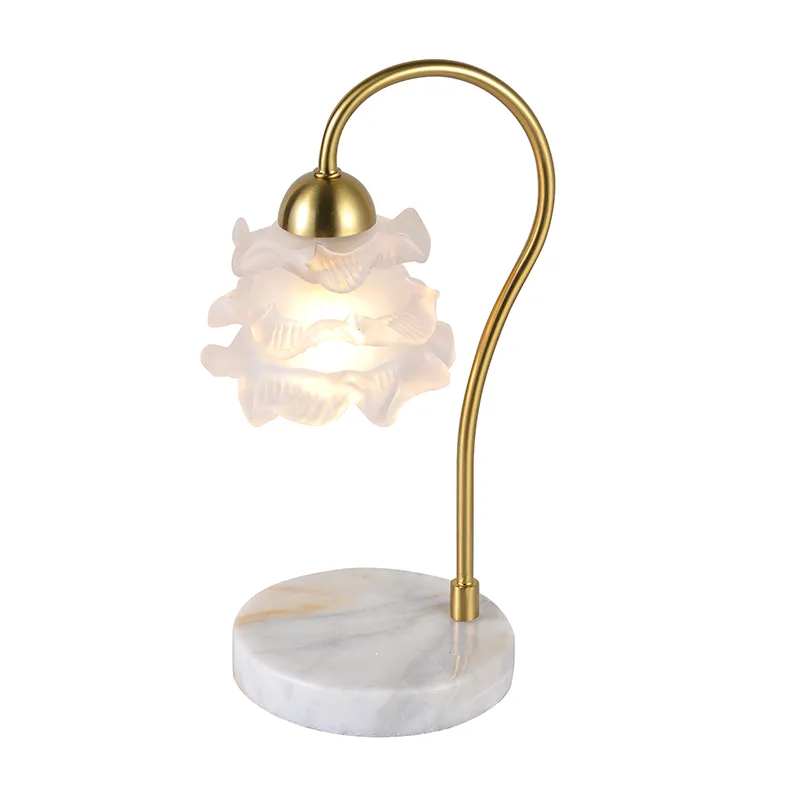 1-Light Frosted Glass Petal Table Lamp
