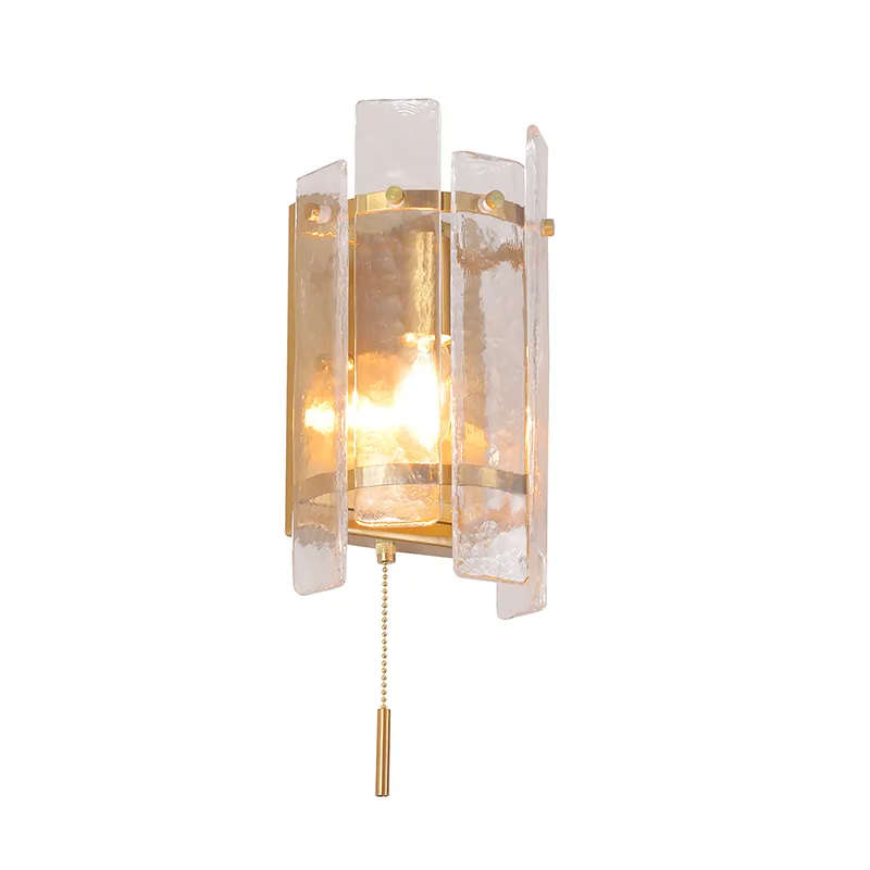 1-Light Modern Glass Wall Sconce with Pull Chain