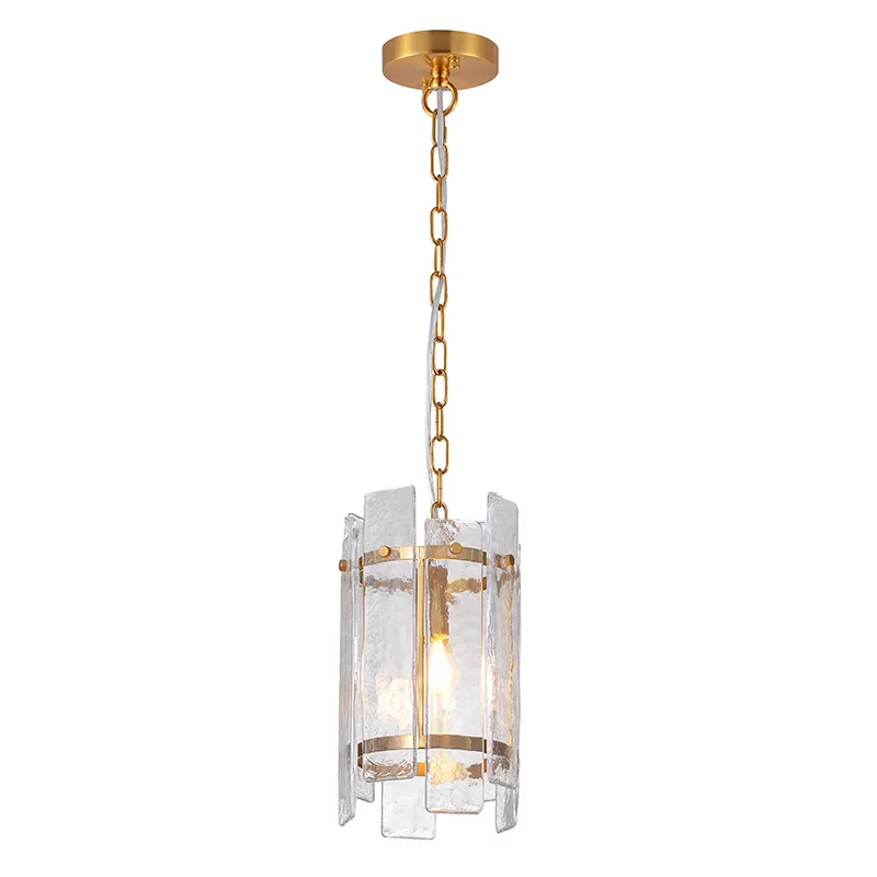 1-Light Textured Glass Cylinder Modern Pendant Light