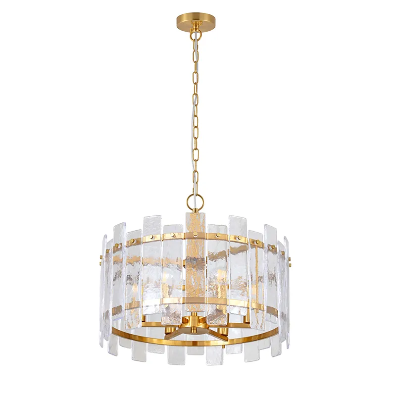 6-Light Textured Glass Cylinder Modern Chandelier