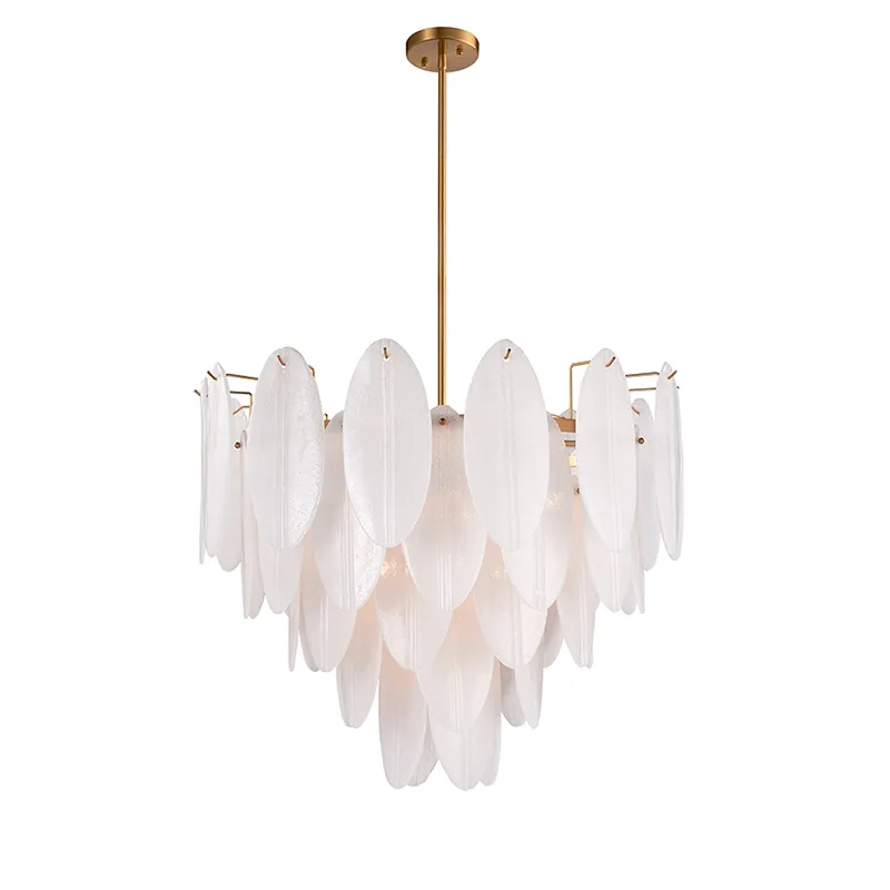 Contemporary Oval Round Frosted Glass Chandelier