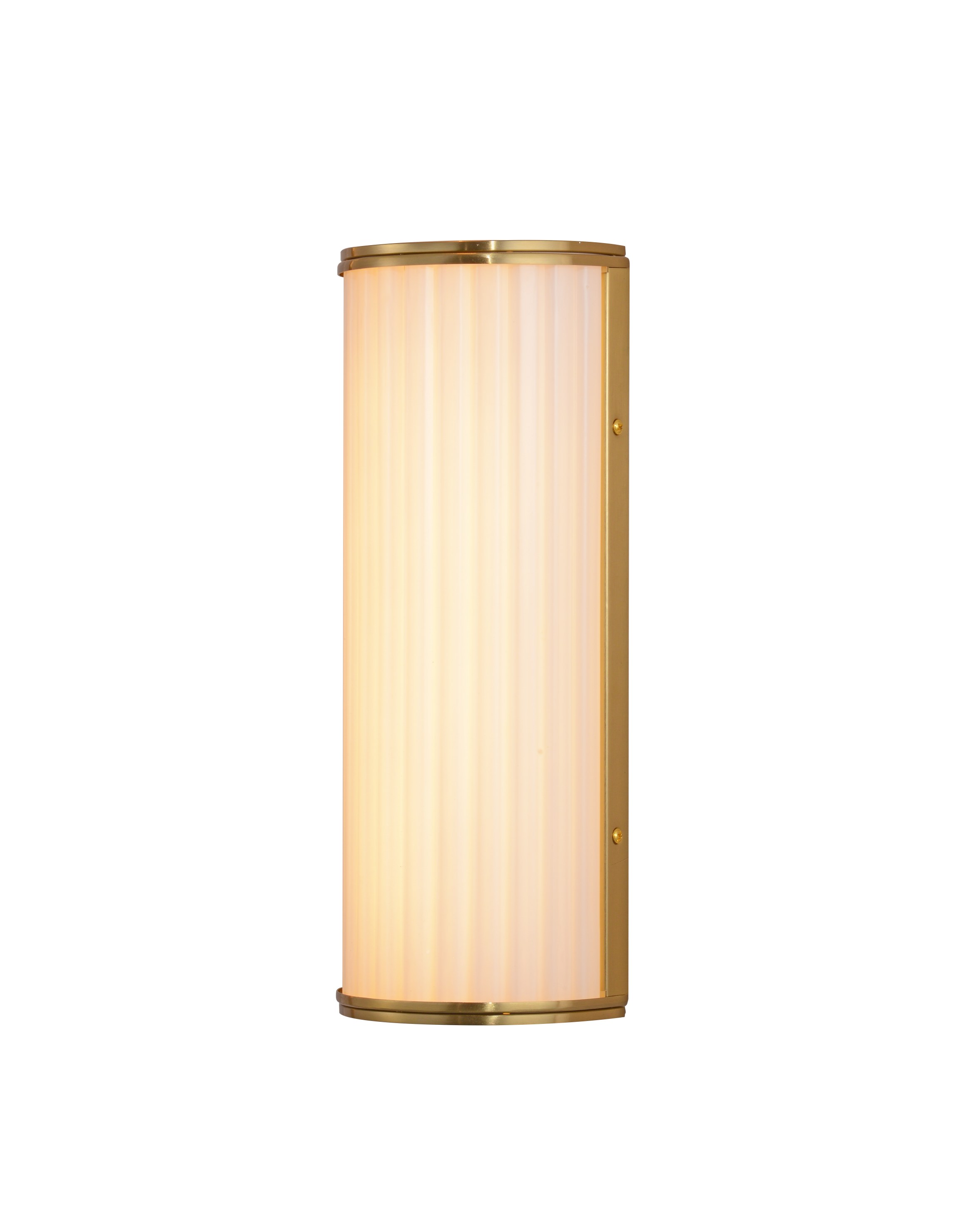 Cylindrical Fluted Glass Brass Wall Sconce