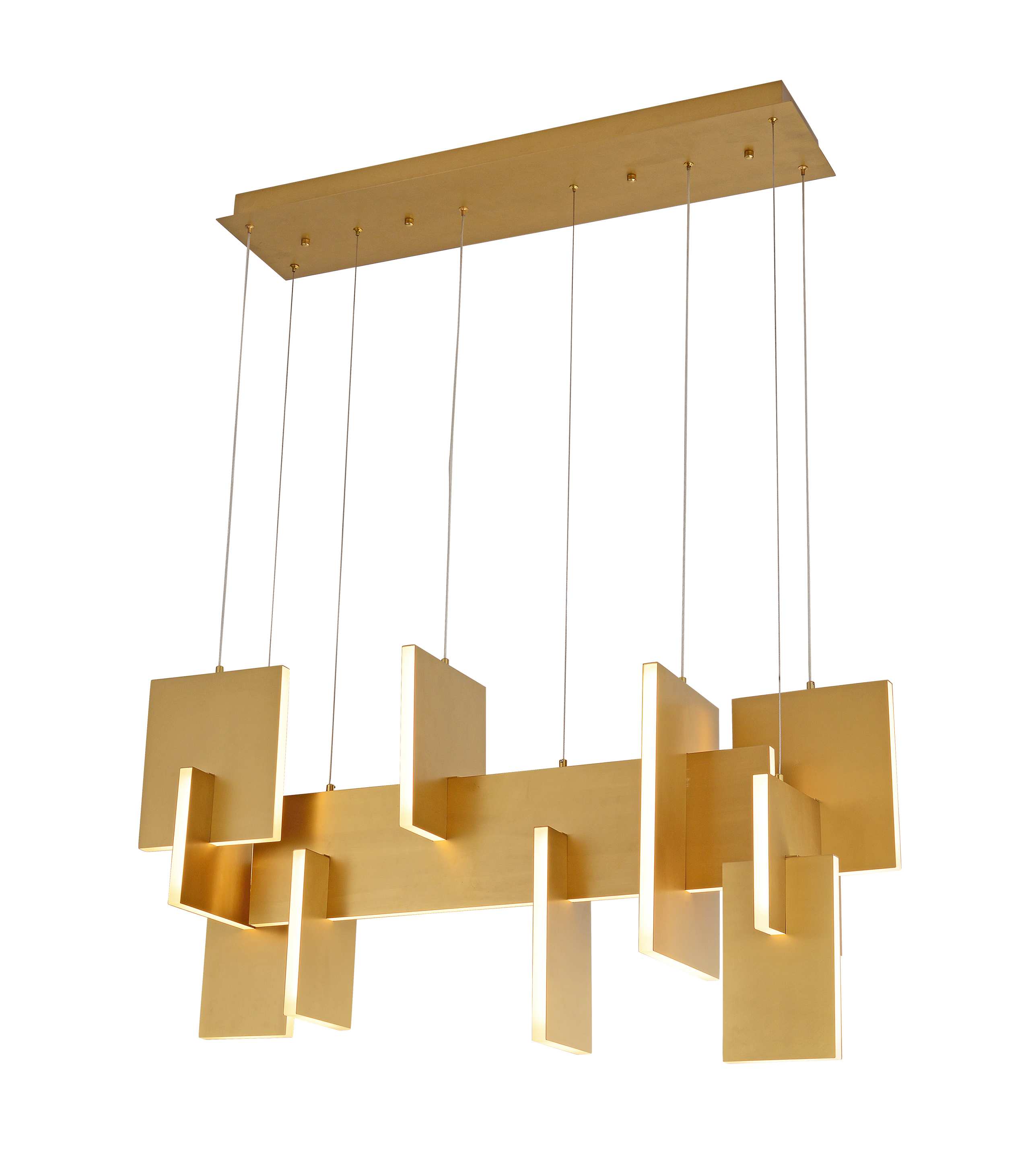 Gold Geometric Panel Linear Chandelier