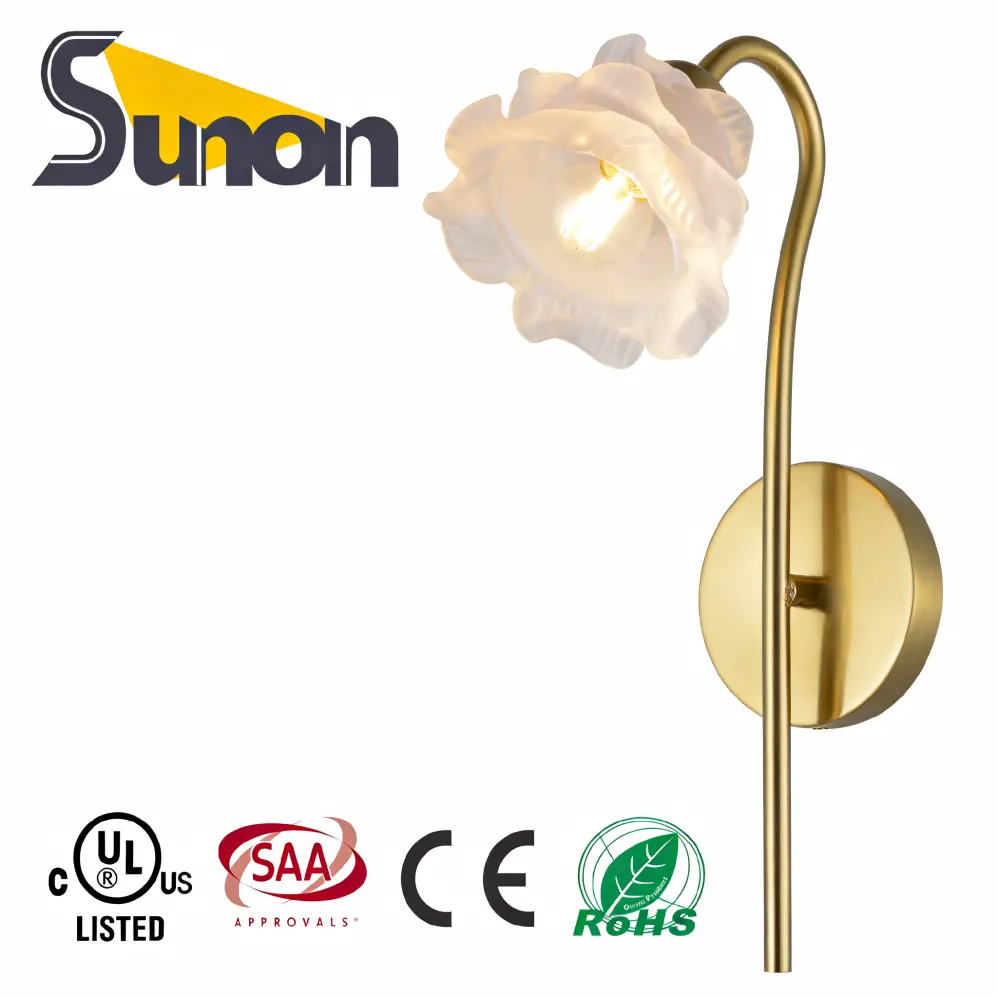 Modern Floral Brass Wall Sconce