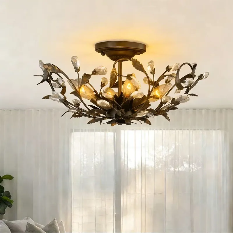 Vintage Crystal Ceiling Light Fixture