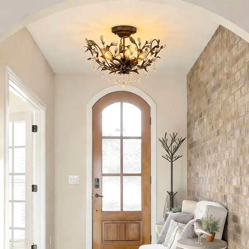 Vintage Crystal Ceiling Light Fixture