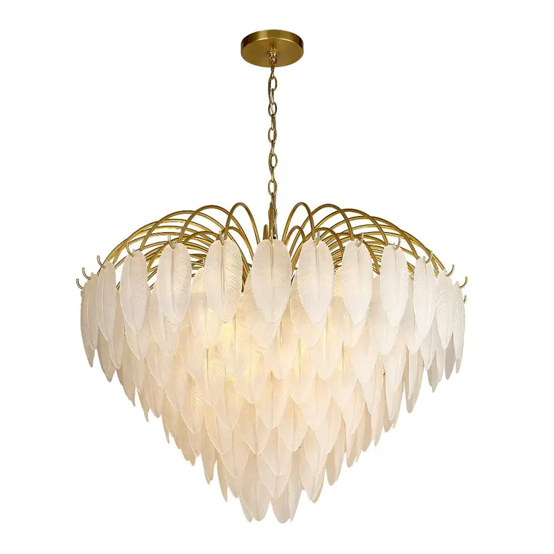 Frosted Glass Feather Chandelier