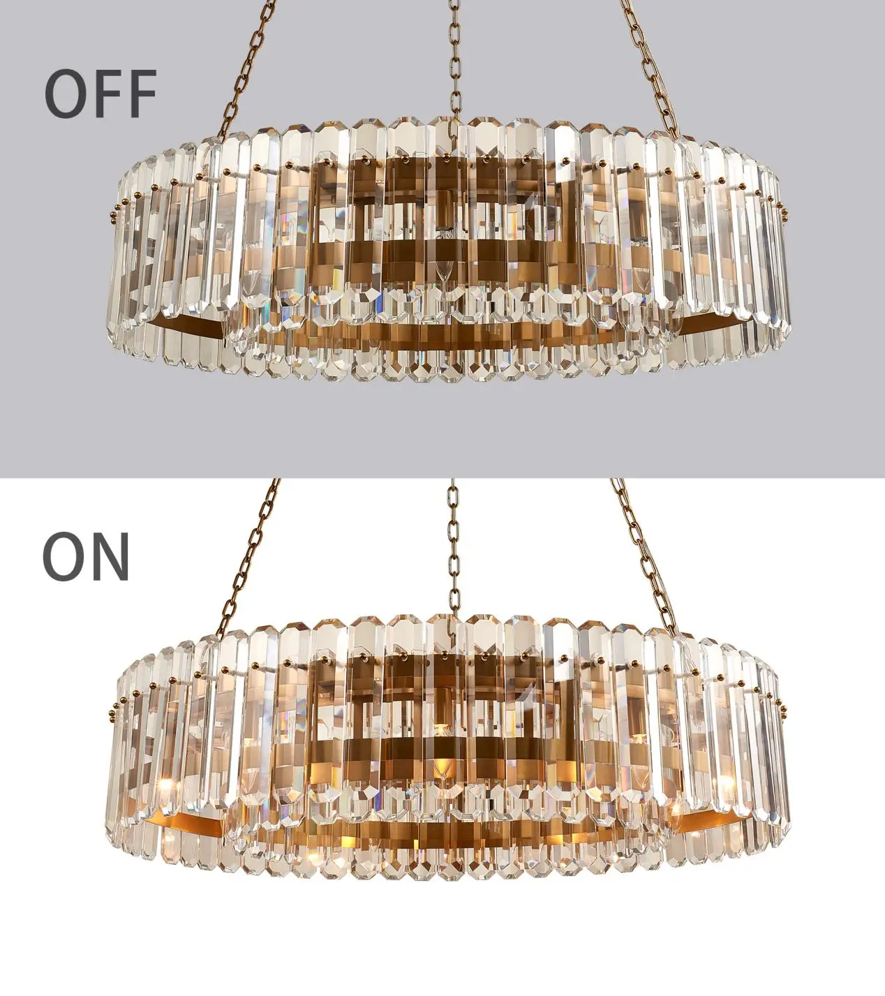 Large Wide Drum Chandelier With Clear Acrylic