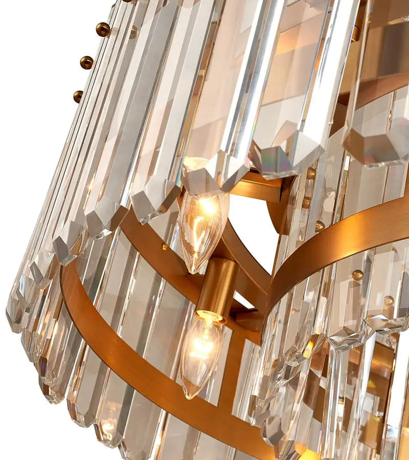 Large Wide Drum Chandelier With Clear Acrylic