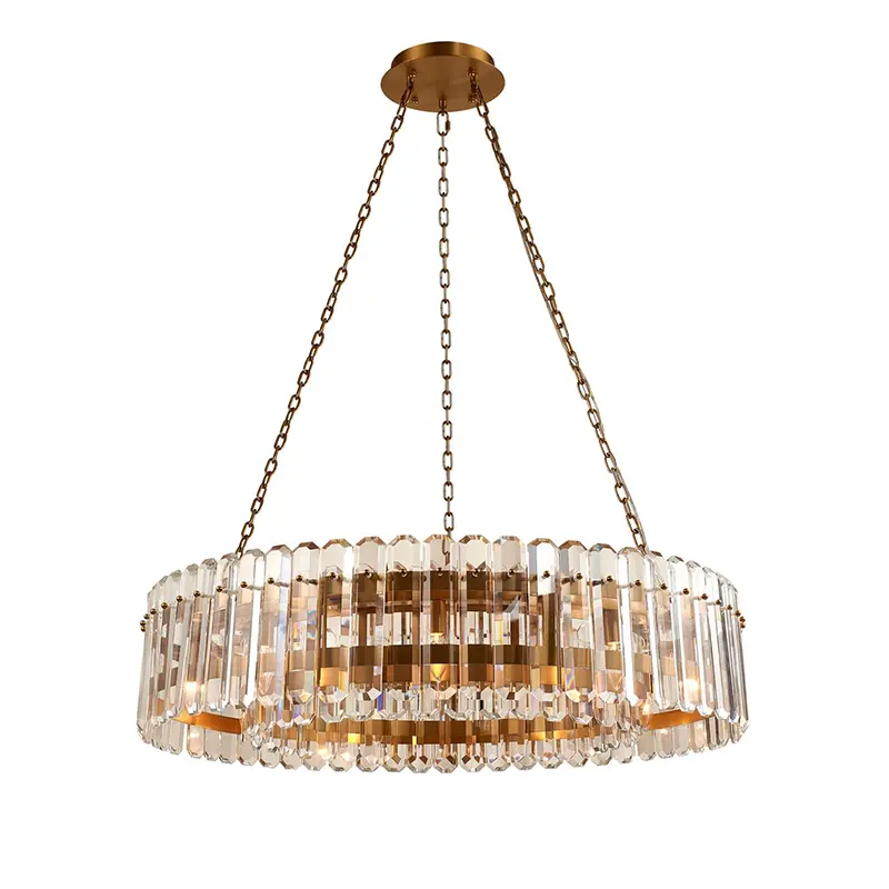 Large Wide Drum Chandelier with Clear Acrylic