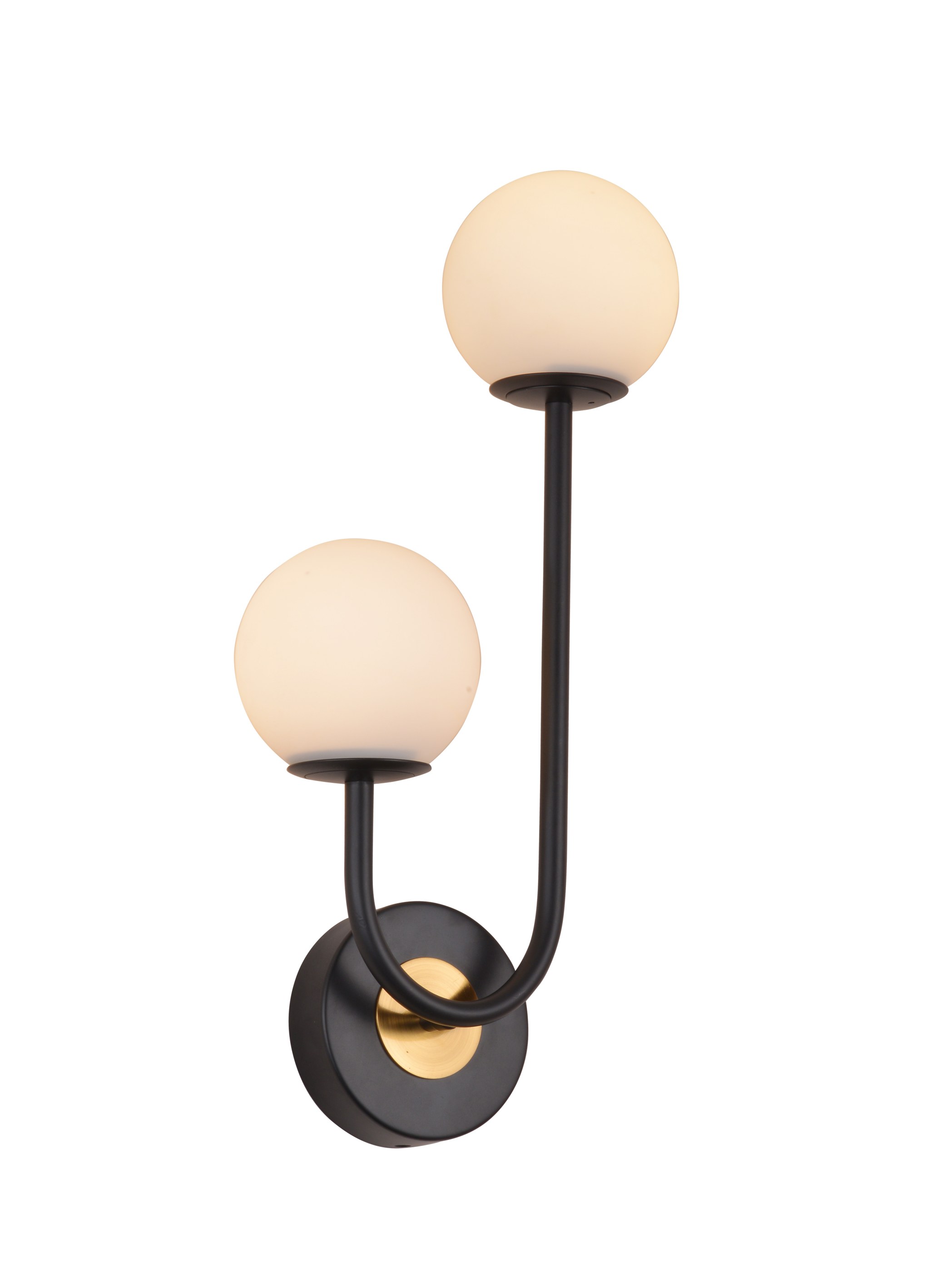 Mid‑Century Two Opal Glass Globe Wall Lamp
