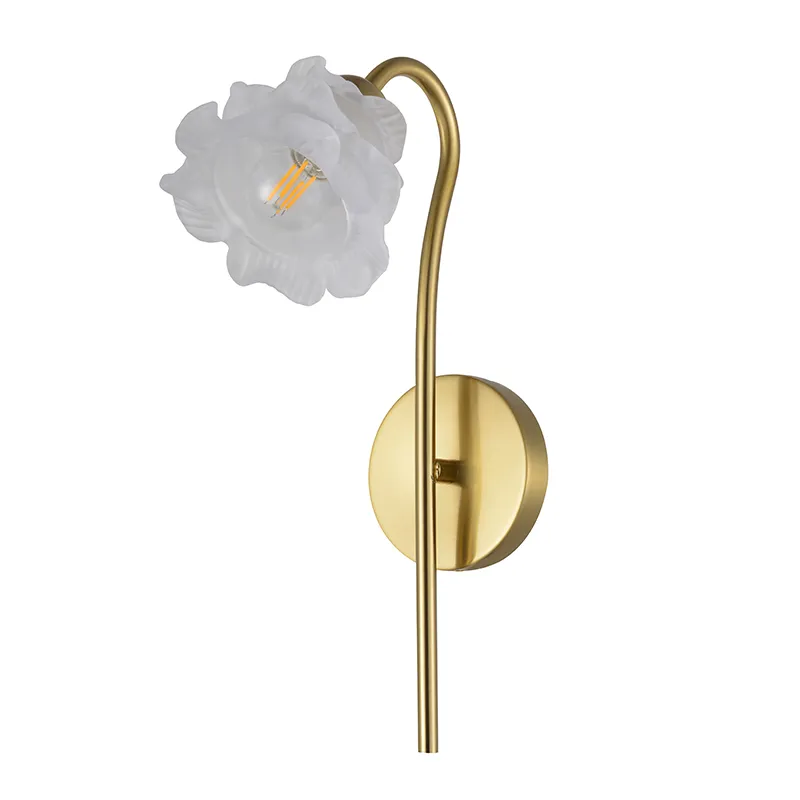 Modern Floral Brass Wall Sconce